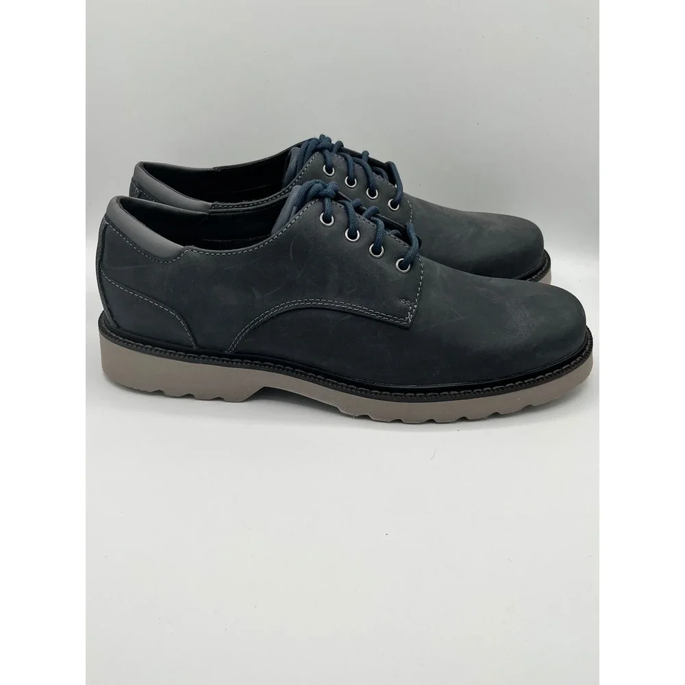 Rockport Waterproof trutech Men Navy Blue Nubuck Leather Oxford Shoes Sz 10.5M